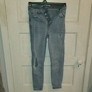 Celebrity Pink Distressed Light Blue Skinny Jeans